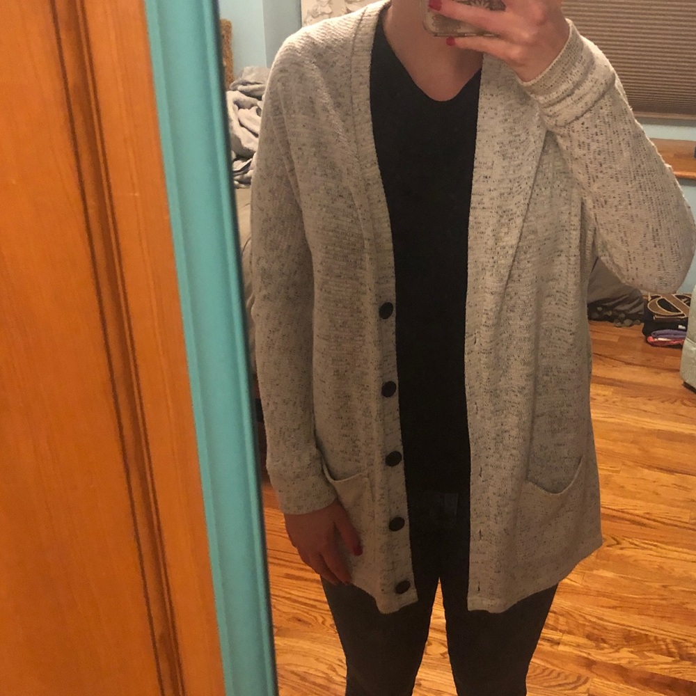 American Eagle Speckled White Cardigan